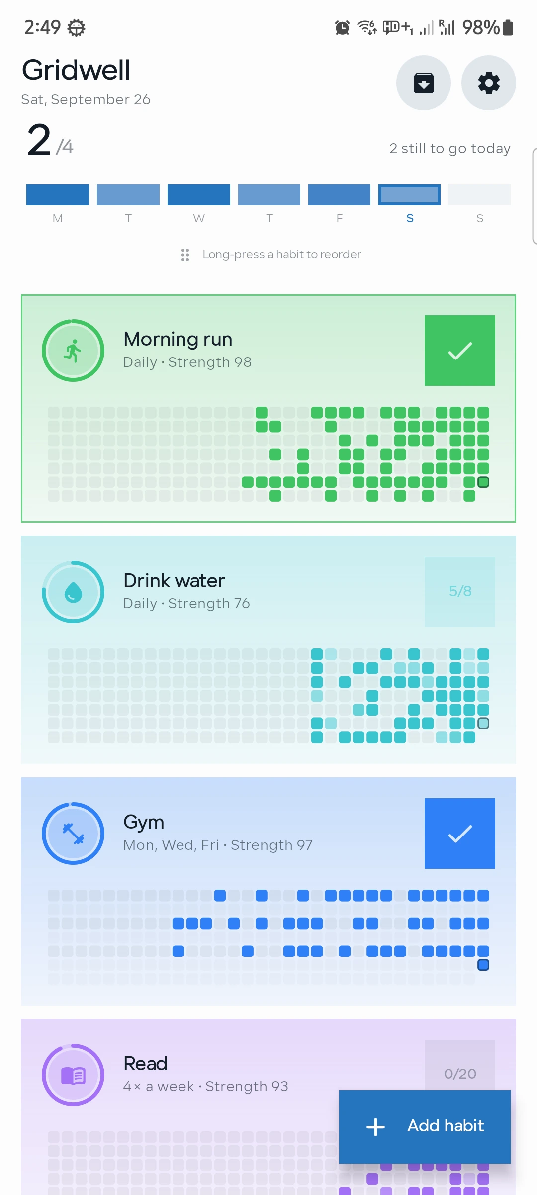 Habit color, icon and theme customization