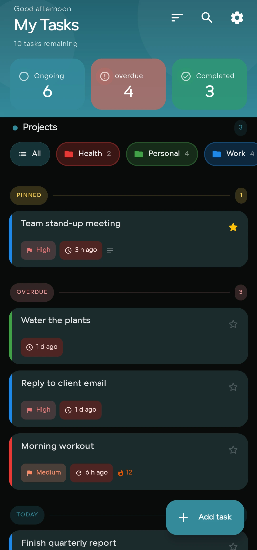 Tasks app screenshot